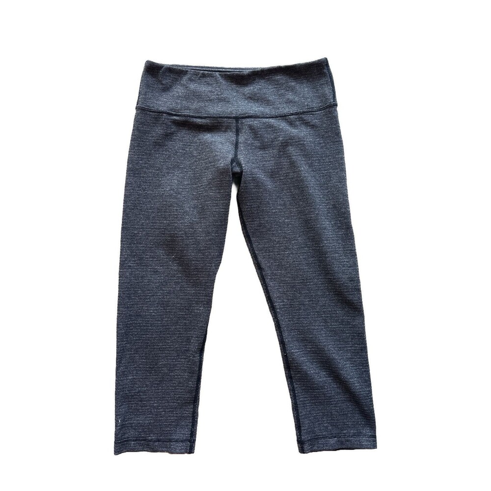 Lululemon Women's 8 Wunder Under Crop Reversible Black Heathered Coal Mini Check
